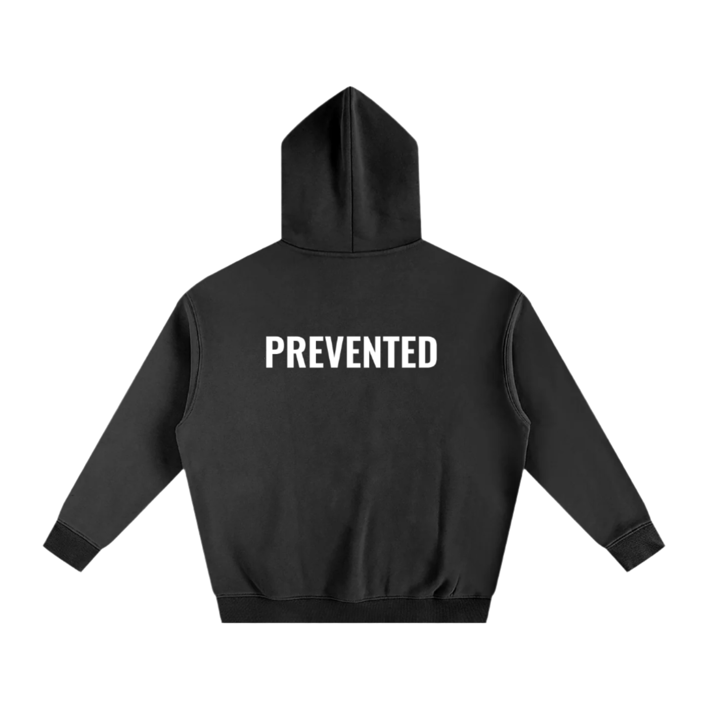 Back of Black Hoodie from PREVENTED® Minimal Streetwear