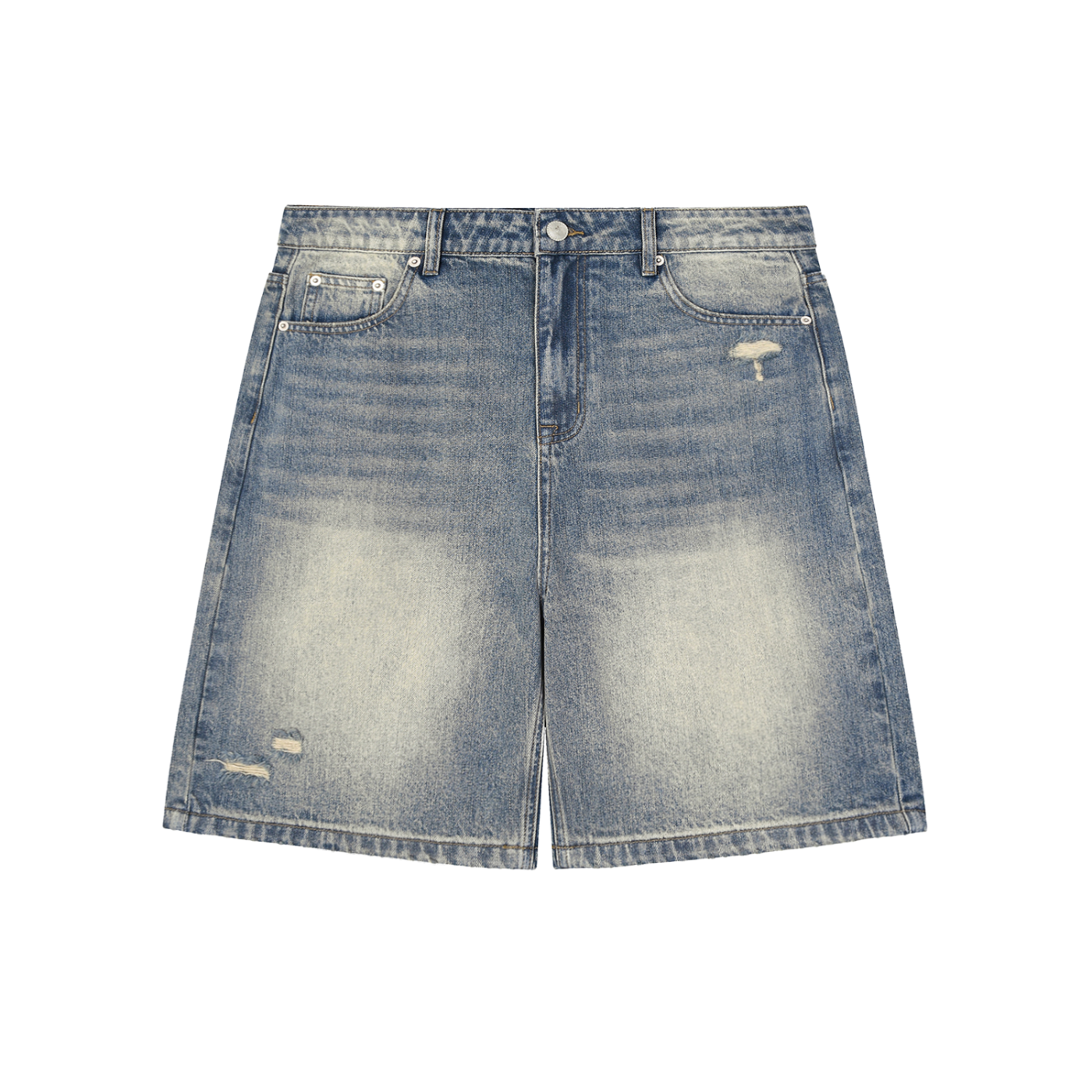 Faded Prevented  Baggy Denim Shorts